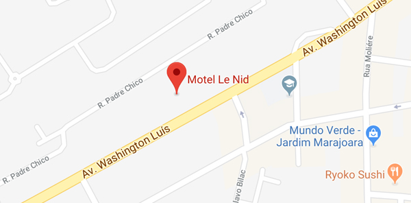 Mapa com a um pin vermelho na localização do Le Nid Motel 